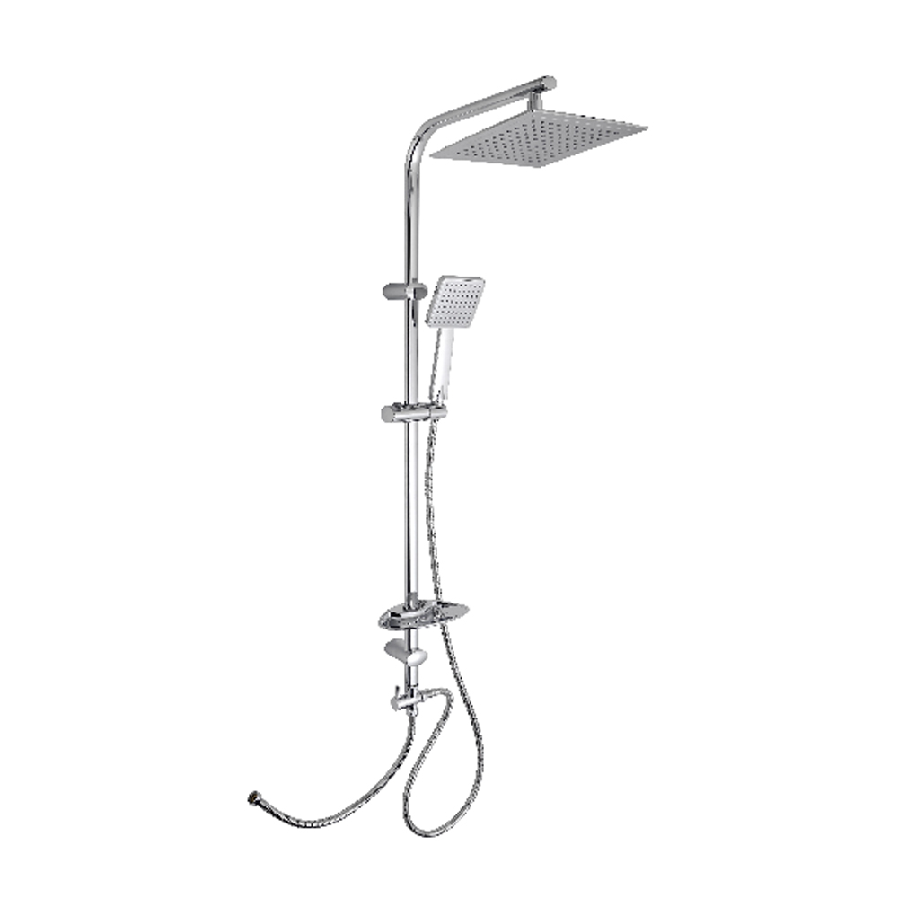 Stainless steel square adjustable single pole shower set