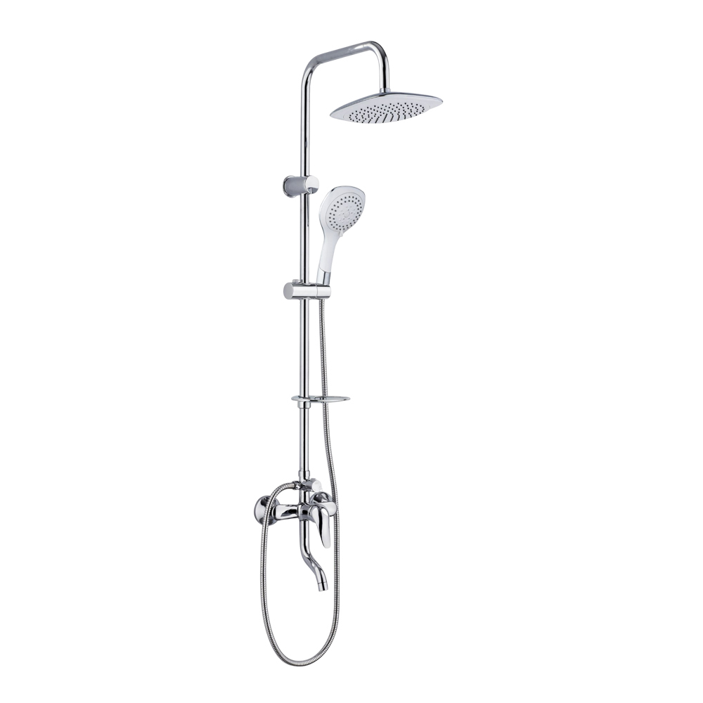 Modern stainless steel round pipe rod shower set
